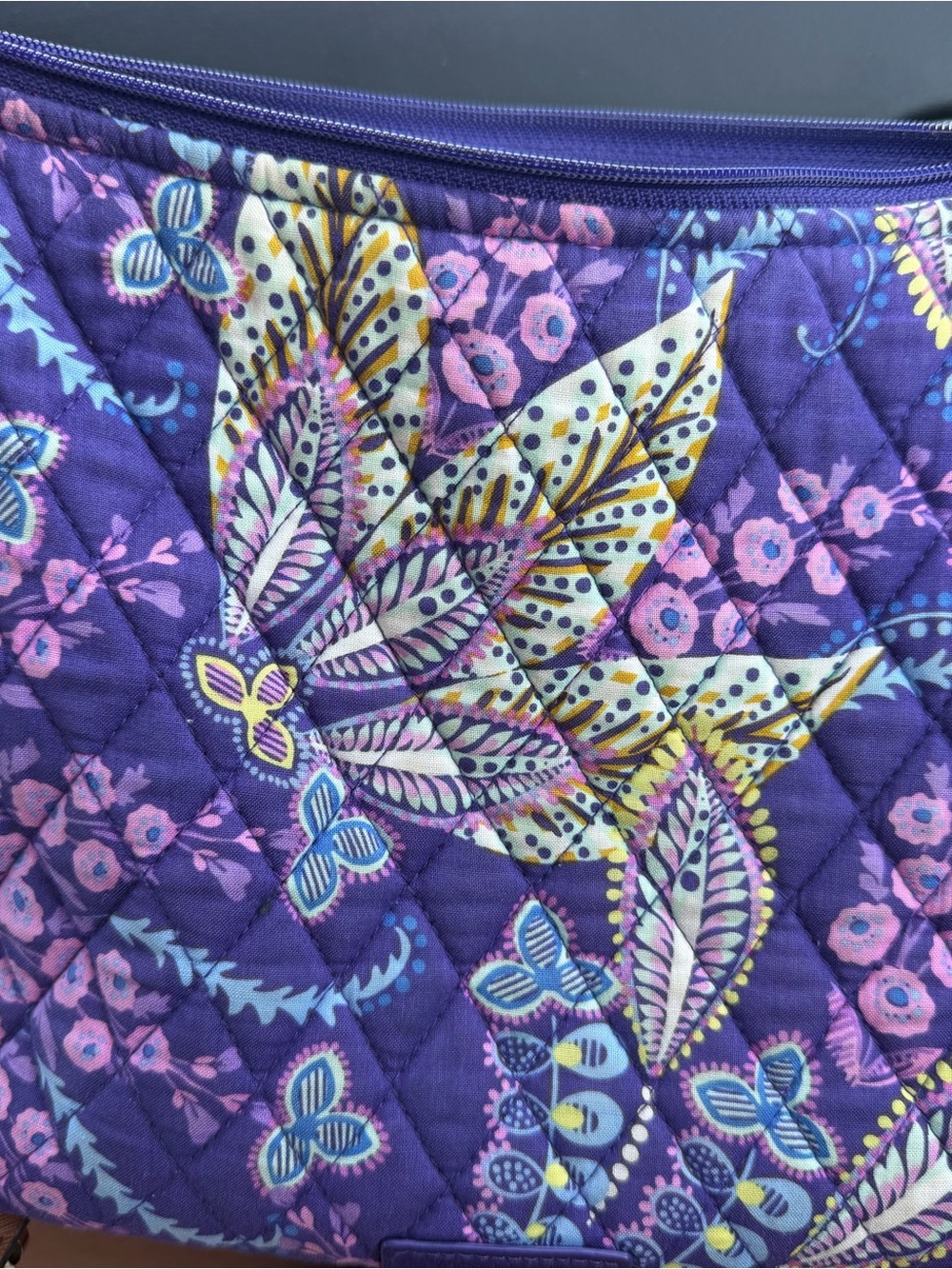 Vera Bradley Quilted Crossbody Bag in Purple Floral